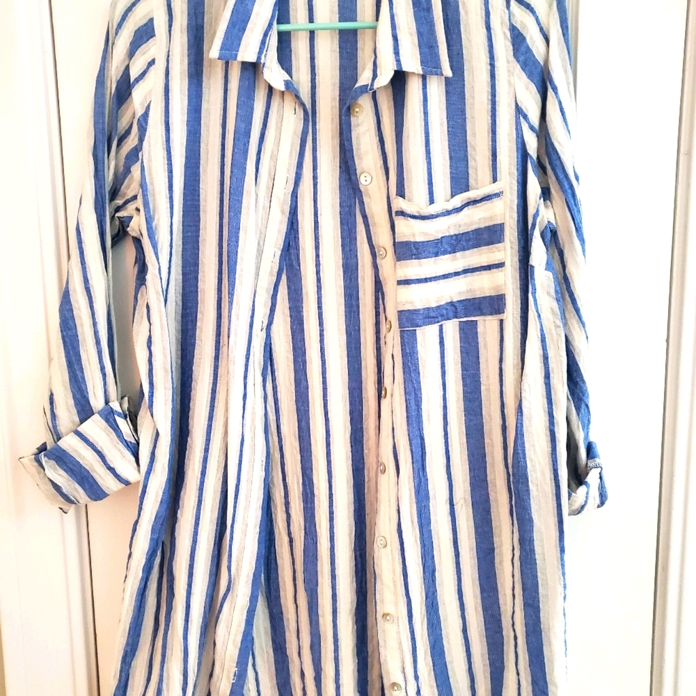 Stylebook Duster L denim blue and while